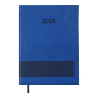 Щоденник датований 2026 PRESTIGE, A5, синій, штуч.шкіра Buromax BM.21147-02