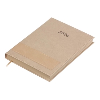 Щоденник датований 2026 PRESTIGE, A5, бежевий, штуч.шкіра Buromax BM.21147-28