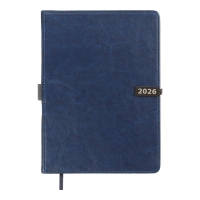 Щоденник датований 2026 LEGEND, A5, синій, штуч.шкіра Buromax BM.21149-02