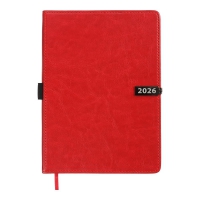 Щоденник датований 2026 LEGEND, A5, червоний, штуч.шкіра Buromax BM.21149-05