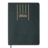 Дневник датированный 2026 MEMORY, A5, зеленый, штуч.кожа Buromax BM.21151-04
