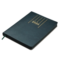 Дневник датированный 2026 MEMORY, A5, зеленый, штуч.кожа Buromax BM.21151-04