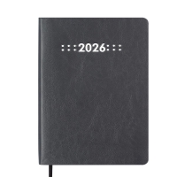 Щоденник датований 2026 MEMORY, A5, сірий, штуч.шкіра Buromax BM.21151-09