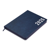 Дневник датированный 2026 MIND, A5, синий, штуч.кожа Buromax BM.21152-02