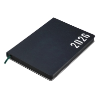 Дневник датированный 2026 MIND, A5, зеленый, штуч.кожа Buromax BM.21152-04