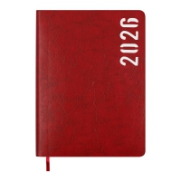 Дневник датированный 2026 MIND, A5, красный, штуч.кожа Buromax BM.21152-05