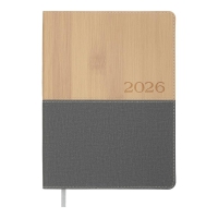 Дневник датированный 2026 CORAL, A5, серый, штуч.кожа Buromax BM.21155-09