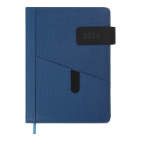 Дневник датированный 2024 GALAXY, A5, синий, штуч. кожа/поролон Buromax BM.2123-02