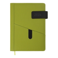 Дневник датированный 2024 GALAXY, A5, зеленый, штуч. кожа/поролон Buromax BM.2123-04