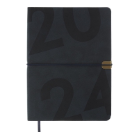 Дневник датированный 2024 BEST, A5, синий, штуч. кожа Buromax BM.2126-02