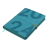 Дневник датированный 2024 BEST, A5, бирюзовый, штуч. кожа Buromax BM.2126-06
