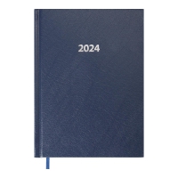 Дневник датированный 2024 STRONG, A5, темно-синий, штуч. кожа Buromax BM.2129-03