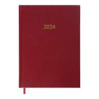 Щоденник датований 2024 STRONG, A5, темно-червоний, штуч. шкіра Buromax BM.2129-13