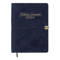 Дневник датированный 2024 VELOUR, A5, синий, штуч. кожа Buromax BM.2134-02