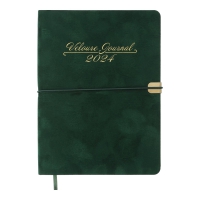 Дневник датированный 2024 VELOUR, A5, зеленый, штуч. кожа Buromax BM.2134-04