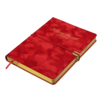 Дневник датированный 2024 VELOUR, A5, красный, штуч. кожа Buromax BM.2134-05