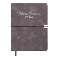 Дневник датированный 2026 VELOUR, A5, серый, штуч.кожа Buromax BM.2134-09
