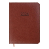 Дневник датированный 2024 PRIME, A5, коричневый, штуч. кожа/поролон Buromax BM.2196-25