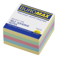 Блок для заметок с клейким слоем 75х75 мм, 450 листов, пастель Buromax BM.2317-99