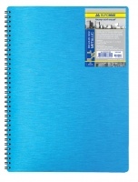 Зошит на пружині Metallic А4, 80 арк, кліт., синій, пласт.обкл. Buromax