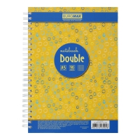 Книга для заметок DOUBLE А5, 96 л., Пружина, кл., Тв. лам. переплет, желтый Buromax BM.24571101-08