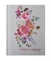Записная книжка FLOWERS LANGUAGE, А6, 64 листов, клетка, твердая обложка, мат. ламинация+лак, белый перламутр Buromax BM.24671101-31
