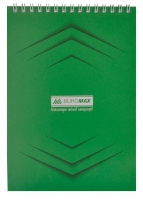 Блокнот на пружине сверху, А-5, 48 арк, "Monochrome" JOBMAX, клетка, картонная обложка, зеленый Buromax BM.2474-04