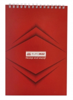 Блокнот на пружине сверху, А-5, 48 арк,"Monochrome" JOBMAX, клетка, картонная обложка, Buromax красный BM.2474-05