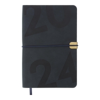 Дневник датированный 2024 BEST, A6, синий, штуч. кожа Buromax BM.2519-02