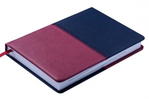 Ежедневник датированный 2019 QUATTRO, A6, 336 стр., синий с бордовым Buromax