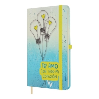 Книжка записна IDEA, на гумці, 136х207мм, 96 арк., кліт., офсет крем., тв.лам.обкл., блакитна Buromax BM.255104-14