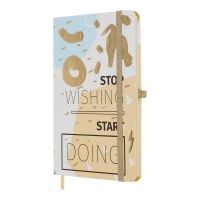 Книжка записная IDEA, на резинке, 136х207мм, 96 л., клит., офсет крем., тв.лам.обкл., песочная Buromax BM.255104-22