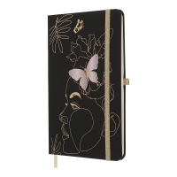 Книжка записная LADY, на резинке, 136х207мм, 96 л., клит., офсет крем., тв.лам.обкл., черная Buromax BM.255106-01