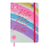 Книжка записна NEON, на гумці, А5, 96 арк., клітинка, офсет крем., тв.лам.обл., рожева Buromax BM.255116-10