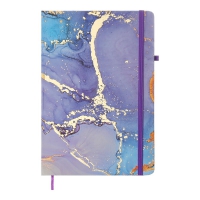 Книжка записная MARBLE, на резинке, А5, 80 л., клетка., офсет крем., тв.лам.обл., фиолетовая Buromax BM.255121-07