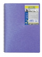 Книга для записей на пружине Metallic А6, 80 л, кл., фиолетовый, пласт.обл. Buromax