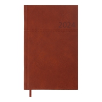 Еженедельник датированный 2024 ORION, A5, светло-коричневый, штуч. кожа/поролон Buromax BM.2711-18