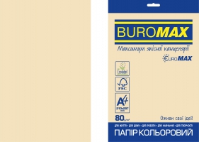 Папір кольоровий PASTEL, EUROMAX, крем., 20 арк., А4, 80 г/м2 Buromax BM.2721220E-49