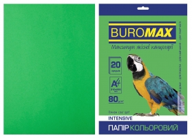 Бумага цветная А4, 80г/м2, INTENSIV, зеленая, 20л. Buromax BM.2721320-04