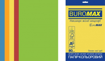 Набір кольорового паперу INTENSIVE, EUROMAX, А4, 80г/м2 (5х50/250арк.) Buromax BM.27213250E-99