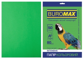 Бумага цветная А4, 80г/м2, INTENSIV, зеленая, 50л. Buromax BM.2721350-04