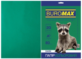 Папір кольоровий А4, 80г/м2, DARK тем.-зелений, 20л. Buromax BM.2721420-04