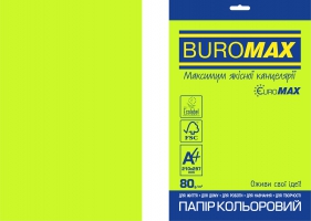Папір кольоровий NEON, EUROMAX, зелений, 20 арк., А4, 80 г/м2 Buromax BM.2721520E-04