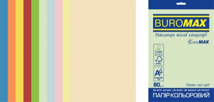 Набір кольорового паперу SUPER MIX, EUROMAX, А4, 80г/м2 (10х25/250арк.) Buromax BM.27216250E-99