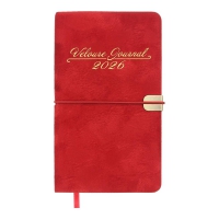 Еженедельник датов. 2026 карман. VELOUR, 85*153, красный, штуч. кожа Buromax BM.2891-05