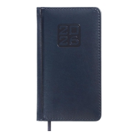 Еженедельник датирован 2026 карман. BRAVO, 85*153, синий, штуч. кожа/поролон Buromax BM.2893-02
