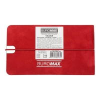 Еженедельник датирован 2026 карман. VELOUR, 153*87, красный, штуч. кожа Buromax BM.2902-05