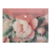 Папка-конверт А5 на кнопці, PEONY ARABESKI, напівпрозора, рожева Buromax BM.3919-10