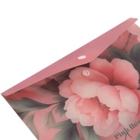 Папка-конверт А5 на кнопці, PEONY ARABESKI, напівпрозора, рожева Buromax BM.3919-10