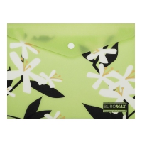Папка-конверт А5 на кнопці, PLUMERIA ARABESKI, напівпрозора, салатова Buromax BM.3919-15